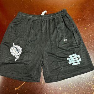EE Mens Black Florida Marlins Elastic Waist Pockets Mesh Athletic Shorts Size L